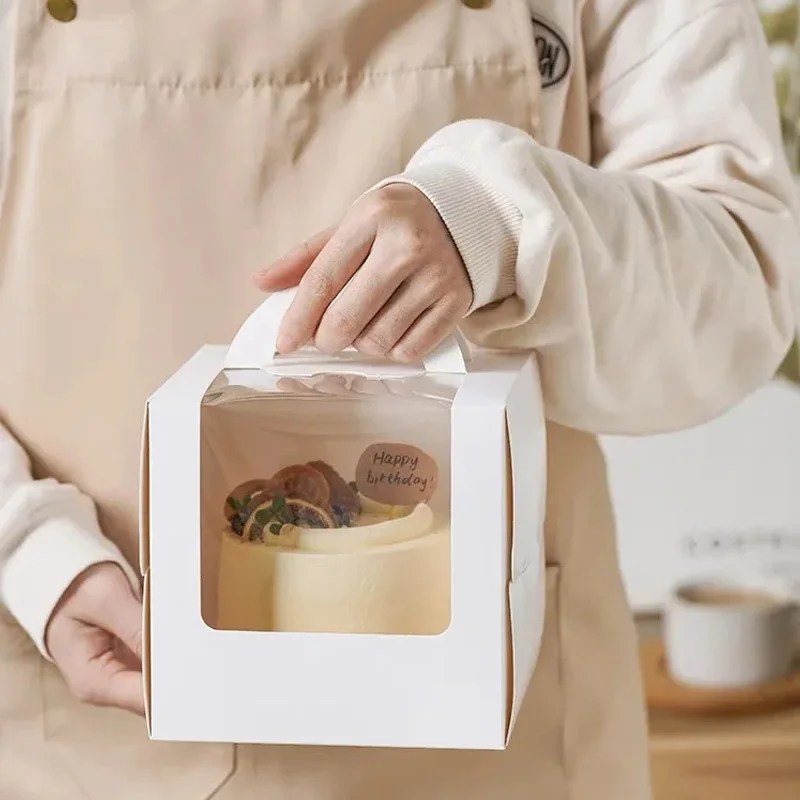 10PACK DIY Paper Box with Window Paper Gift Box Cake Packaging for Wedding Home Party Muffin