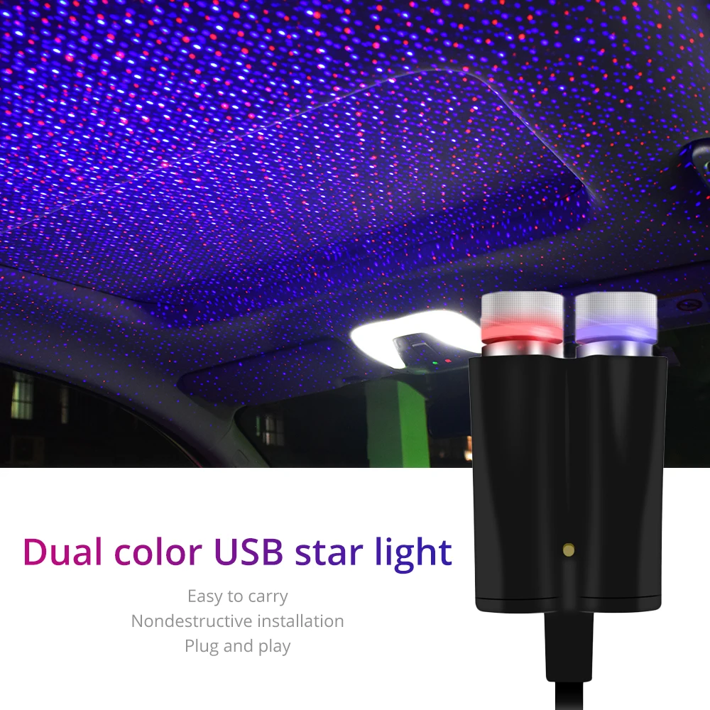 Car Roof Star Sky Light Interior Mini LED 5V Starry Atmosphere Projector Decoration USB Night