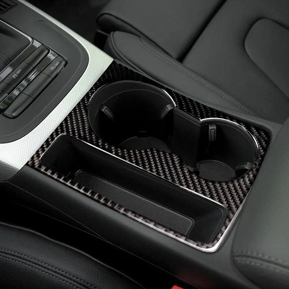 For Audi A5 A4 B8 2009-2015  Carbon Fiber Center Console Water Cup Holder Cover Trim Panel Cover Car