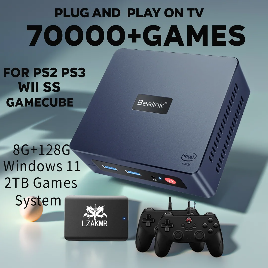 Enjoy Unlimited Gaming Fun 70000+Games Wind11 2TB Games System For PS2 PS3 Plug Play TV Video Game