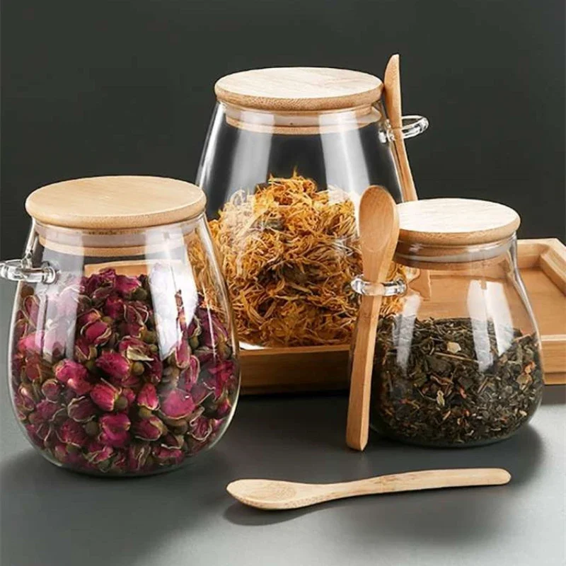 Hermetic Containers for Food Storage Pots Glass Jar With Lid Sealed Container Sugar and Tea Cans