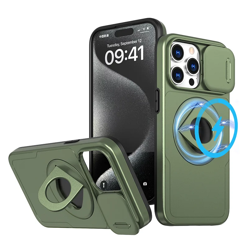 Outdoor Armor Magnetic Suction For iPhone15 14 13 12 11Pro Max XS XR 7 8Plus SE Camera Protection