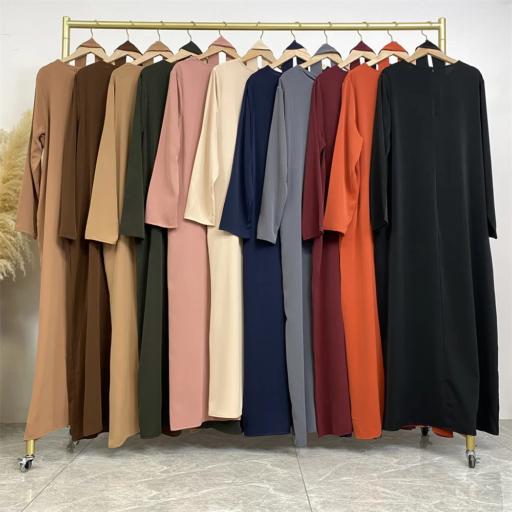 Muslim Abaya fashion new hot dress Turkey Arabia Dubai solid color robe with pockets women's long