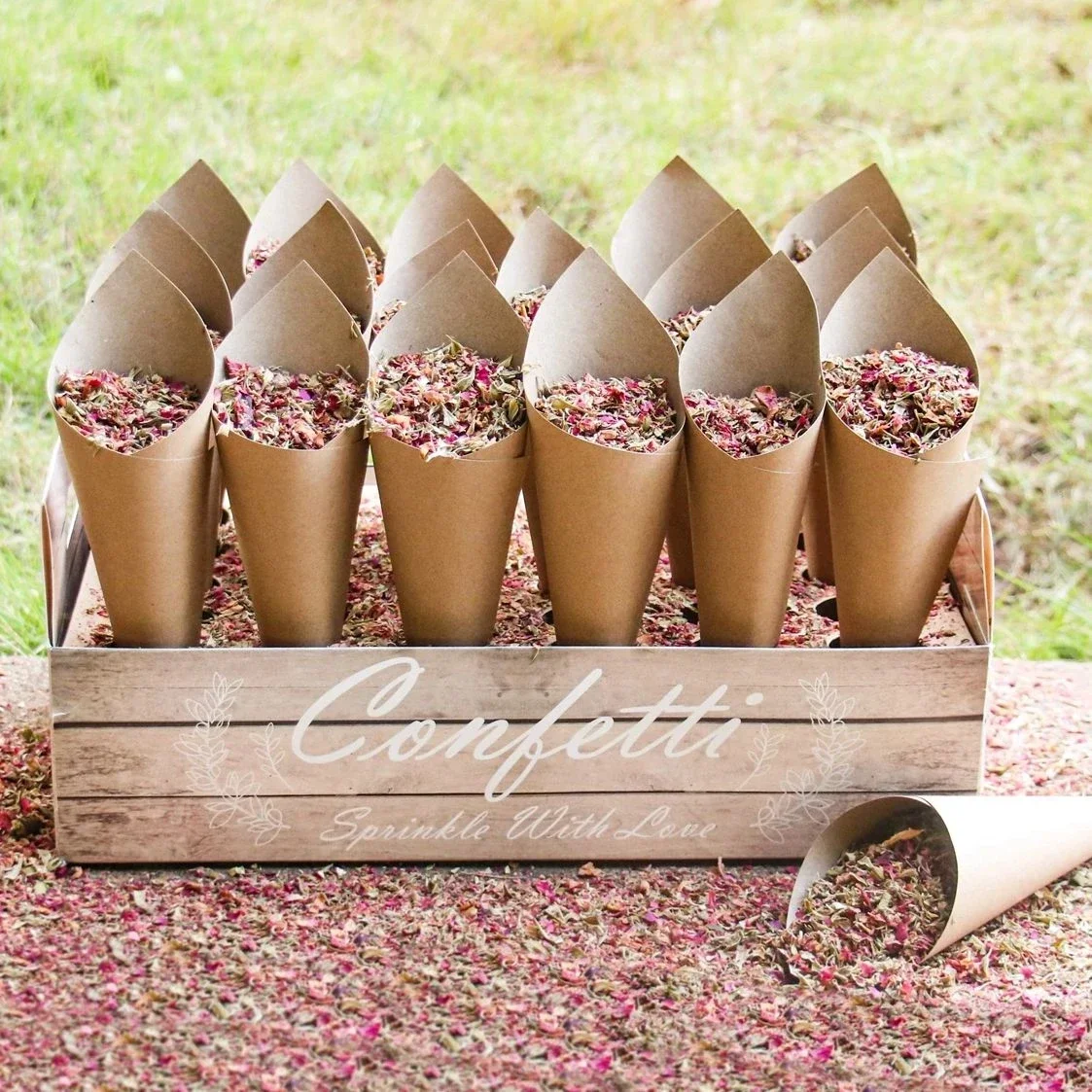 Wedding Kraft Paper Tray Confetti Cone Stand Box Tray For Wedding Decoration Flower Confetti Cones