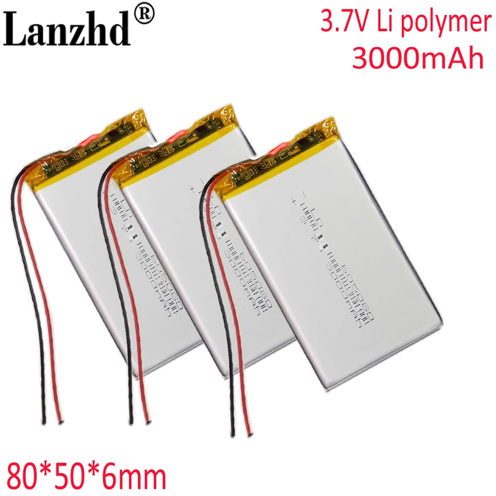 3.7V 3000mAh Li-ion battery for DVD Tablet GPS Electric Toys electronic products 605080 605080