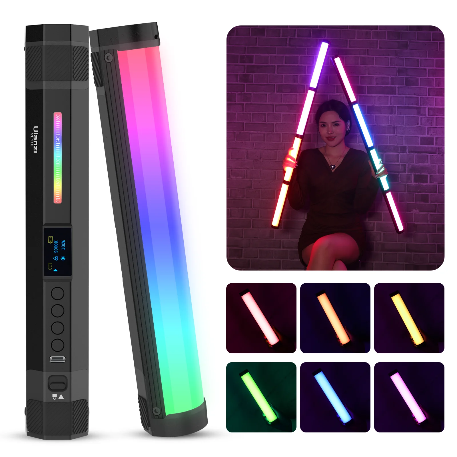 VIJIM Ulanzi VL110 Handheld RGB Light Tube Stick Video soft Light 2500-9000K LED Photography Stick