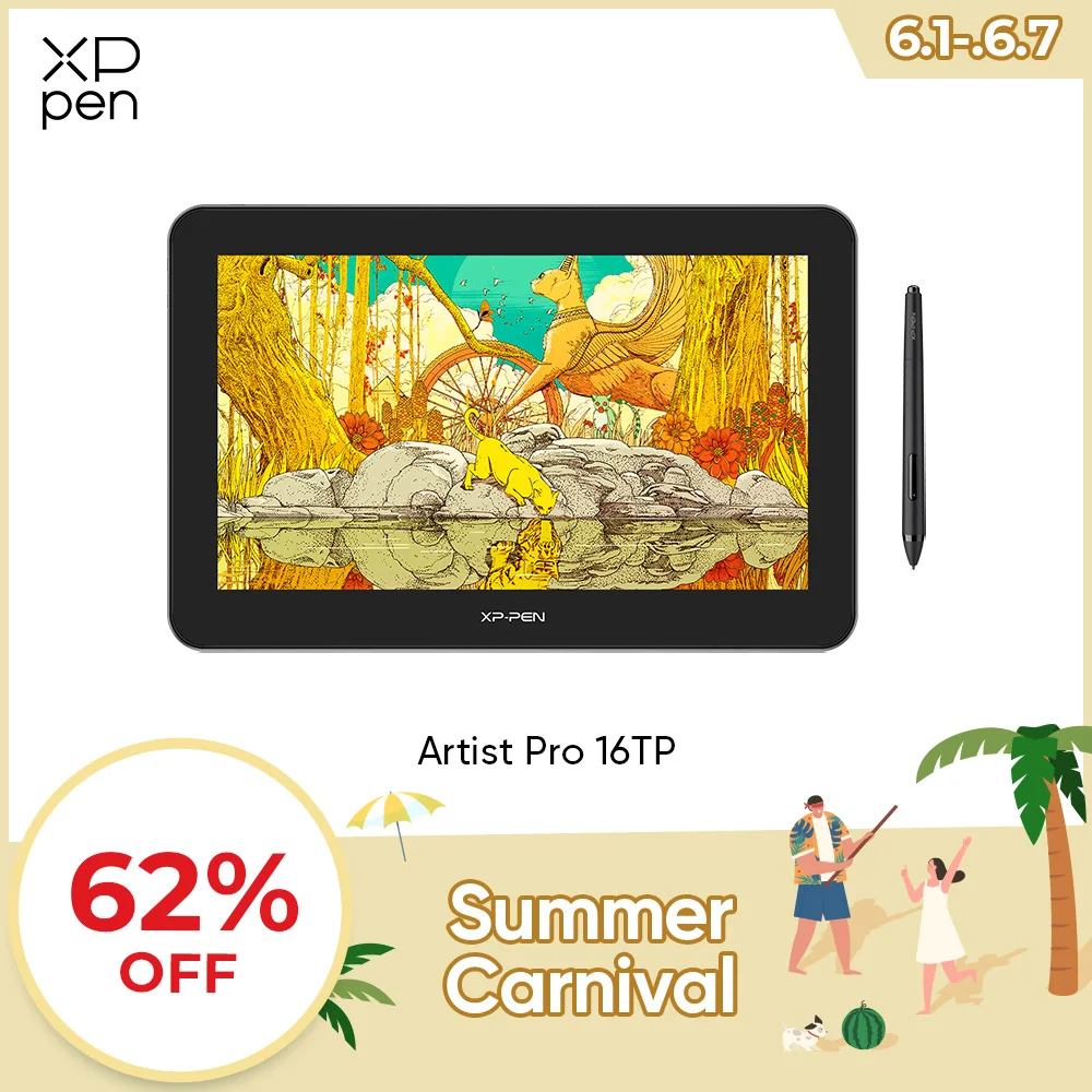 XPPen Artist Pro 16TP 4K Ultra HD Graphic Monitor Multi Touch Drawing Display 15.6 Inch Digital
