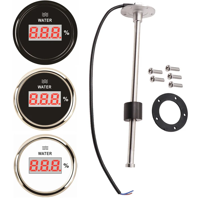 Cars 100 150 200 250 300 350 450mm Water Level Sensors 52mm Digital Water Level Gauges Red Backlight