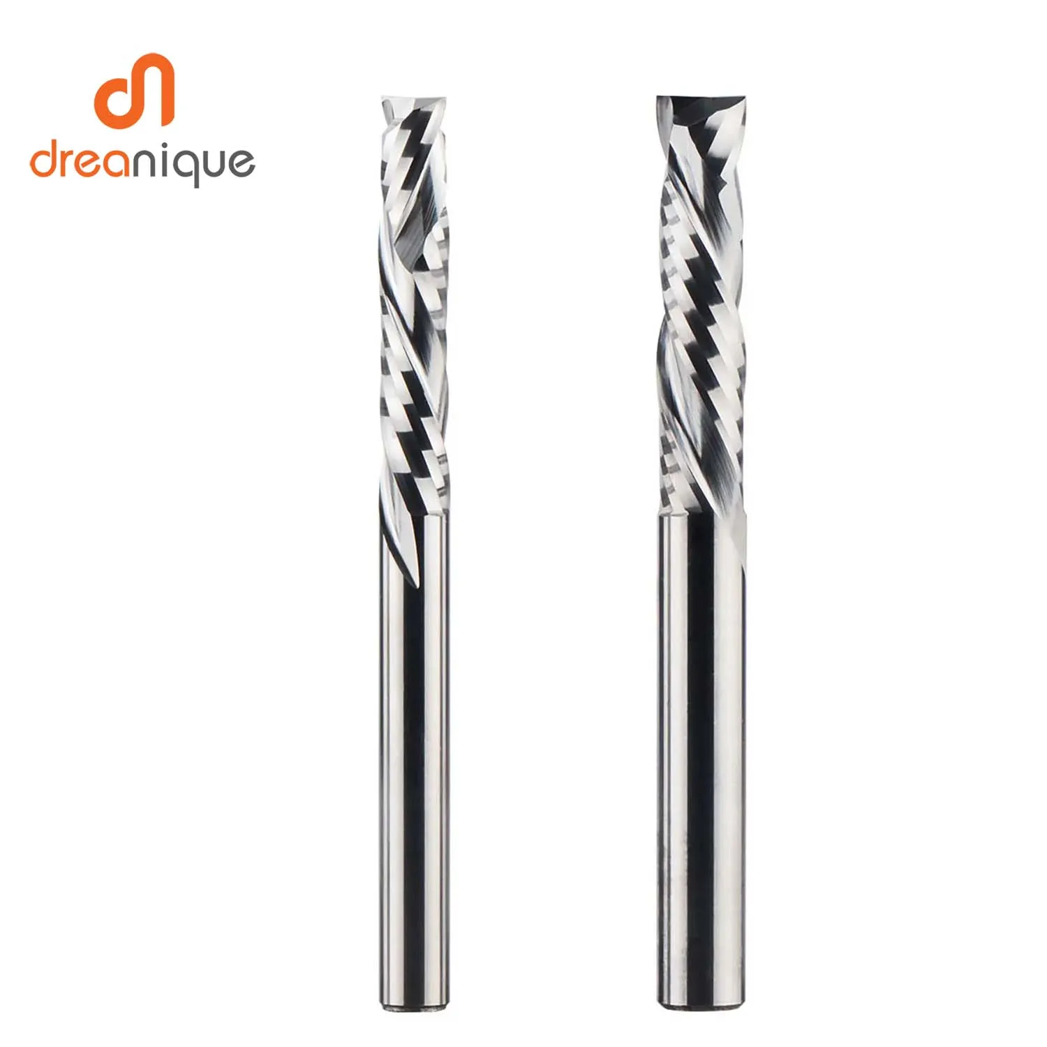Dreanique 1pc 1/8"  1/4"  1/2" Shank 2 Flutes Carbide Spiral Compression UP&Down Inch Size Cutter
