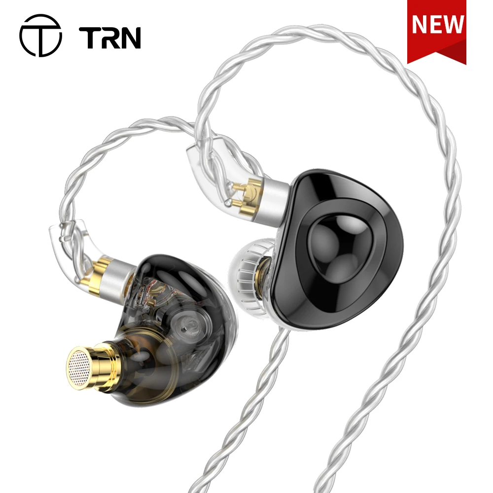 TRN MT4 Dual  Dynamic Driver In Ear Earphone Bass Metal Flat Head Plug Earburd Replaceable Cable For