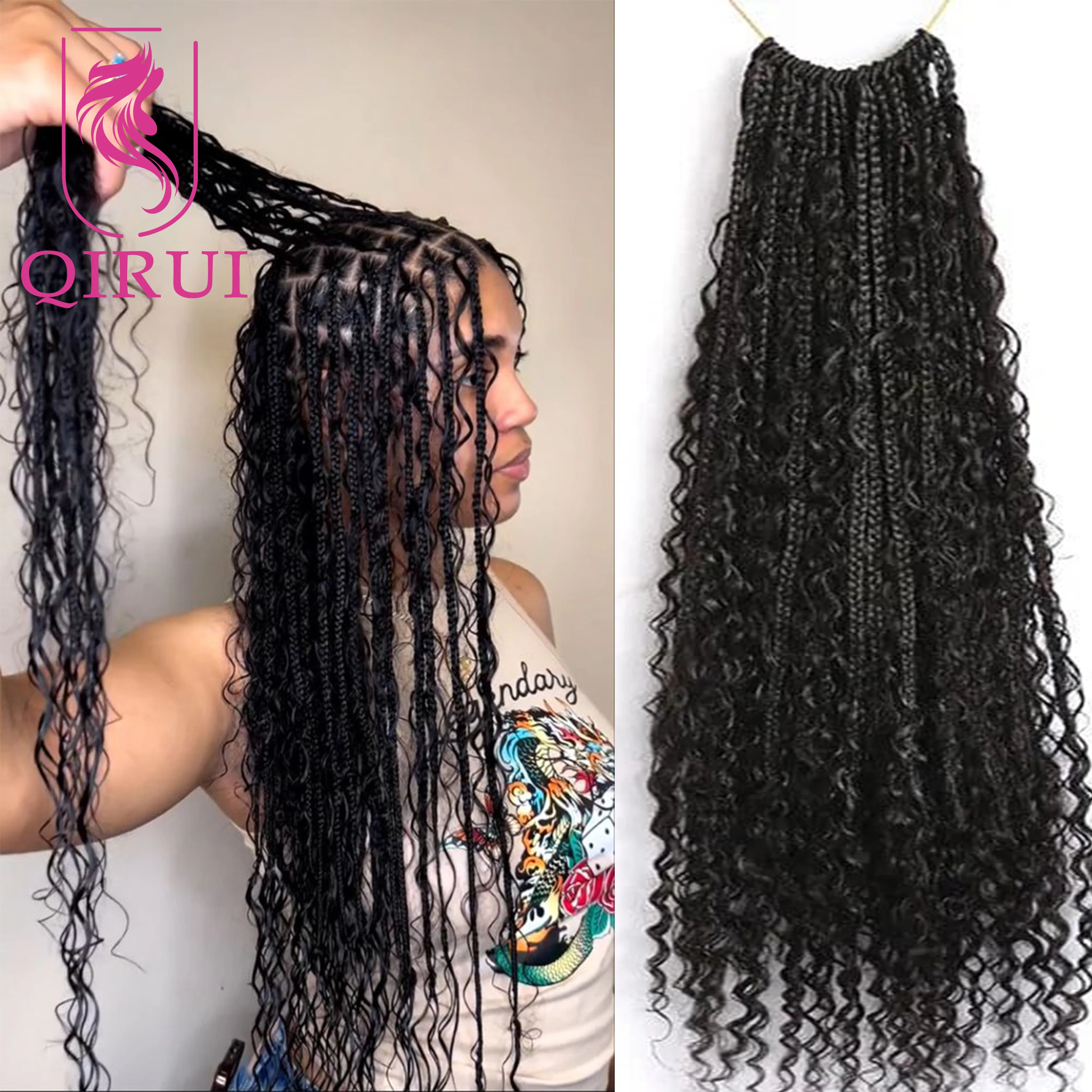 Crochet Braids Curly Hair Human Hair Curls 14-30 inch Boho Box Braids Crochet Hair Pre-looped With