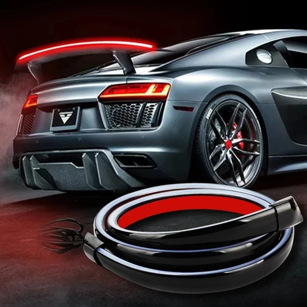 Black Led Spoiler Light For Car Universal Black Carbon Fiber Rear Spoiler Auto The Third Brake Light