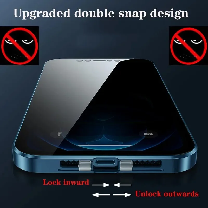 New anti-prying privacy magnetic case for iPhone 15 14 13 12 11 Pro Max double-sided glass with