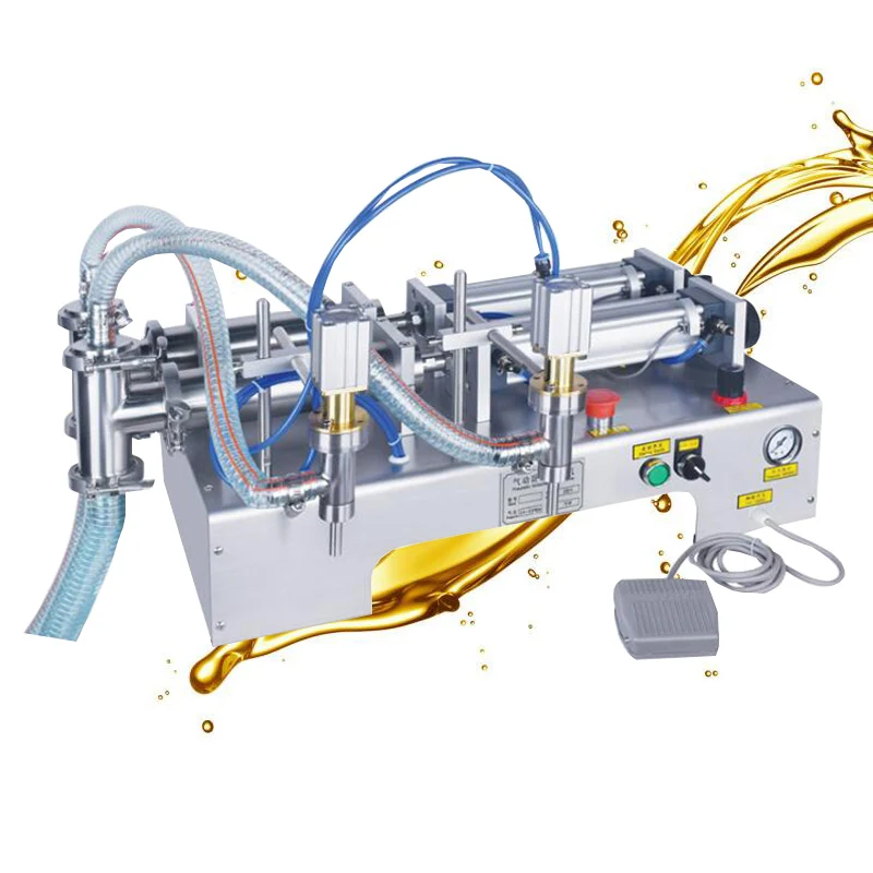 Semi-Automatic Emulsion Cosmetic Filling Machine Water Beverage Wine Milk Double-head Liquid Filling