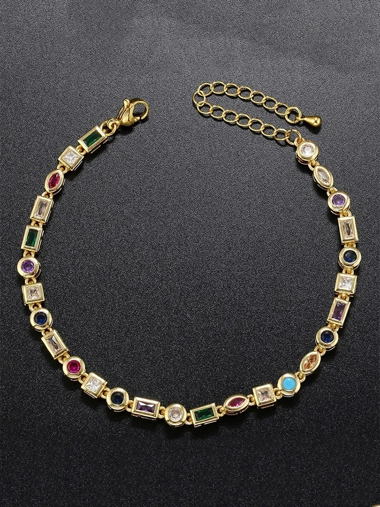 ZHUKOU candy bracelet for women Geometrically shape cubic zircon Man bracelet originality Couple