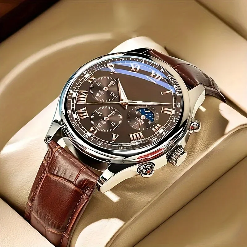 GENEVA High Quality Men's Luxury Belt Fashion Quartz Watch Men Round Business Student Sport