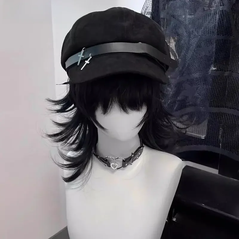 Wholesale Custom Make Customized Women Harajuku Gothic Lolita Beret hat Cap Y2K Girl  bow Punk Lace