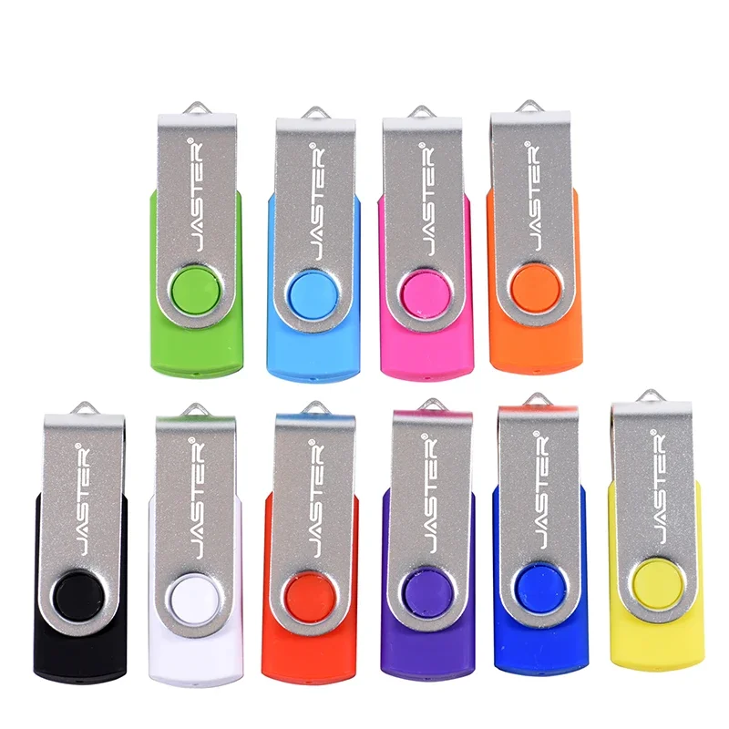 JASTER Rotatable Colorful USB 2.0 Flash Drive 128GB Creative Gift Memory Stick 64GB Silver Clip Pen