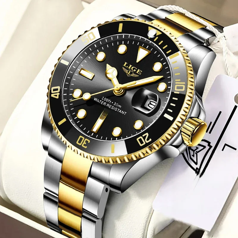 Reloj LIGE Top Brand Luxury Fashion Diver Watch Men Waterproof Date Clock Sport Watches Mens Quartz