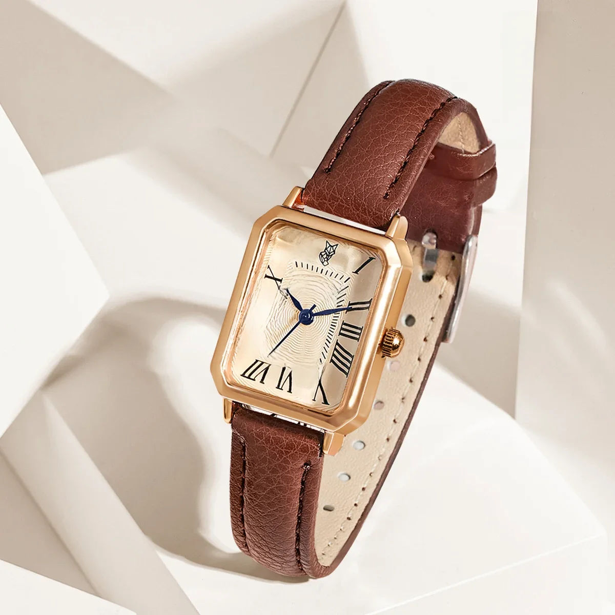 Fashion Retro Digital Dial Casual Watches Square Leather Strap Fashionable Clock Quartz Wristwatch