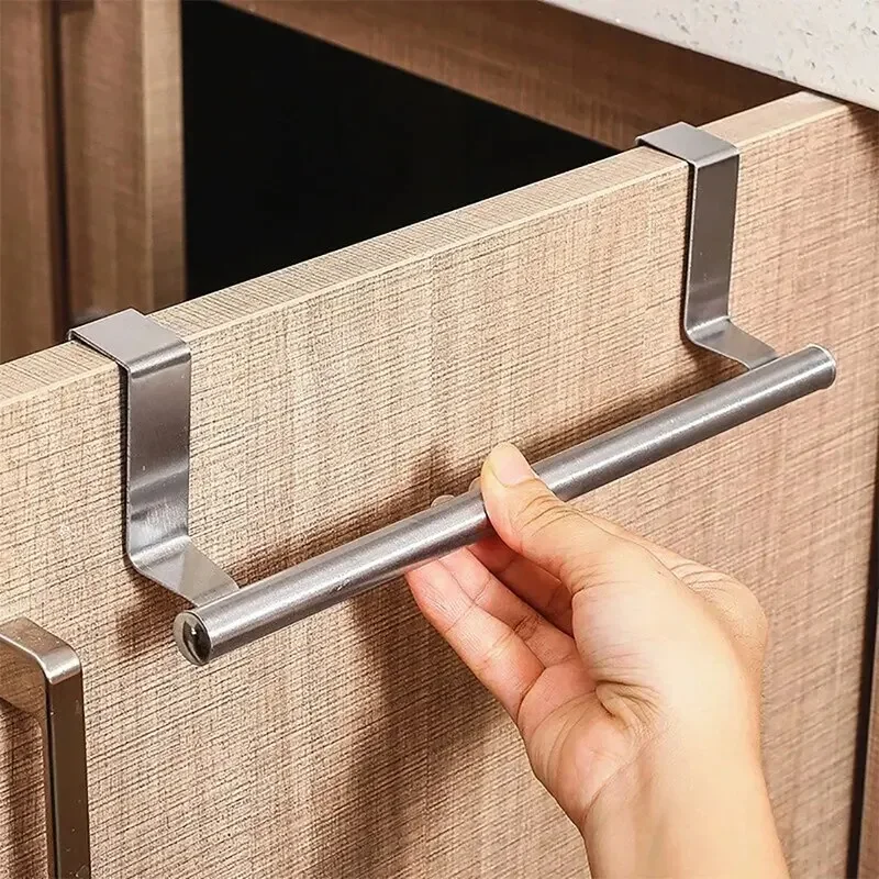 Towel Rack Over Door Towel Bar Hanging Holder Stainless Steel Bathroom Kitchen Cabinet Towel Rag