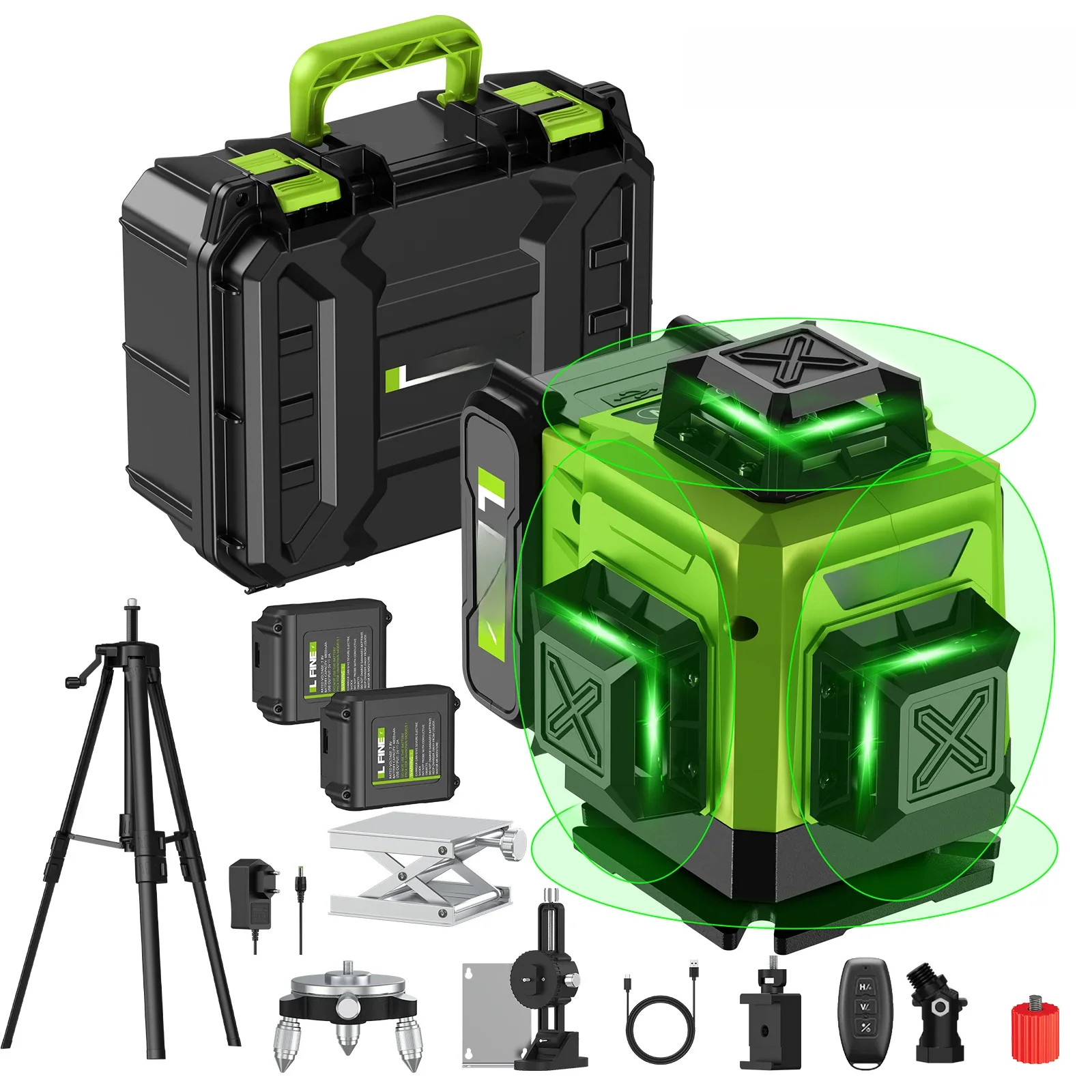 Lfine 4D 16 Lines 360°Self-leveling Laser Levels with Tripod and Suitcase Horizontal And Vertical