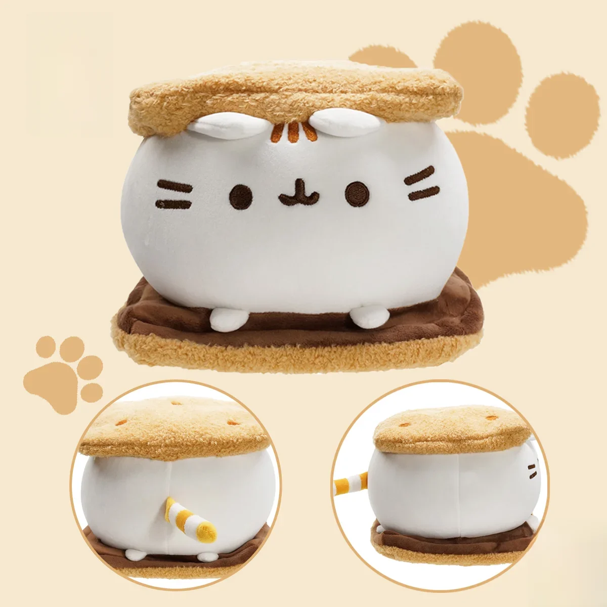 Kawaii Chocolate Cookie Fat Cat Plushies Soft Stuffed Animal Pillow Accompany Sleep Toy Home