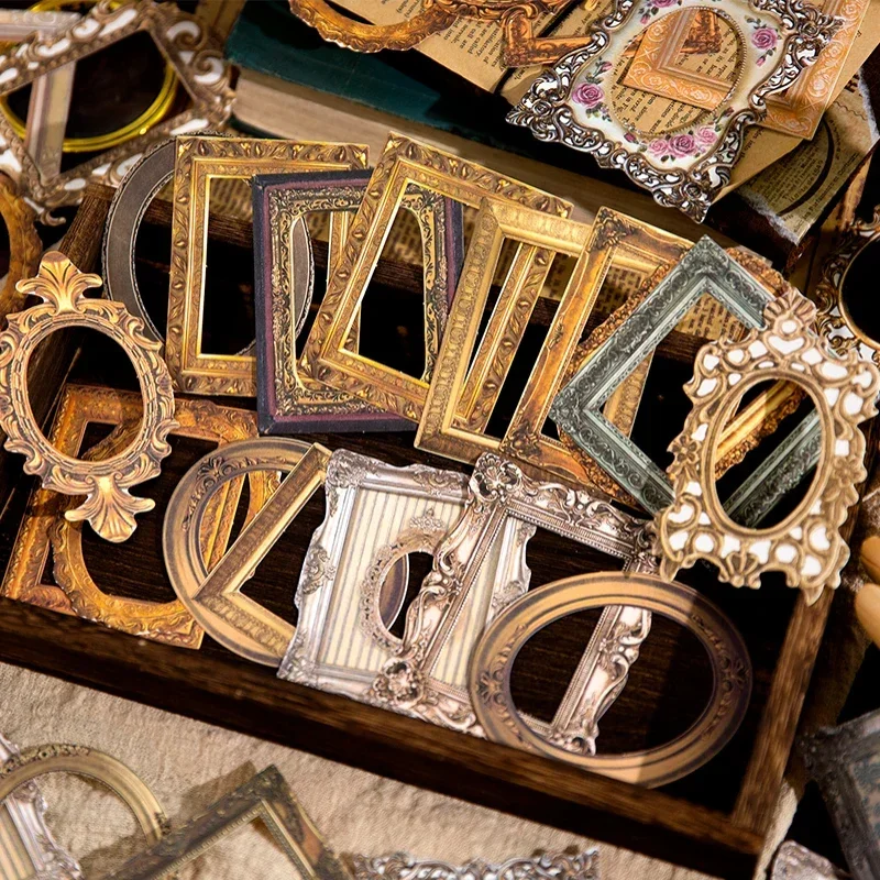 Journamm 30pcs/pack Vintage Cutout Frame Decor Paper Junk Journal DIY Scrapbooking Collage Materials