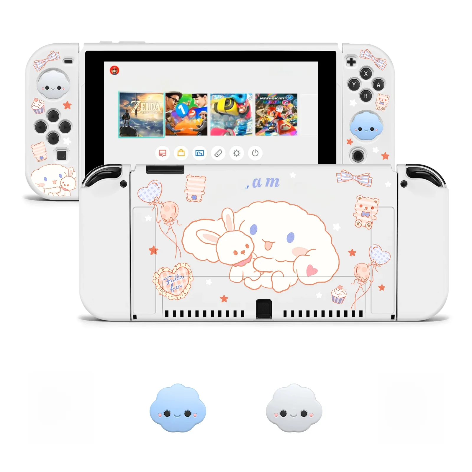 Big Eared Dog Switch Case Compatible with Nintendo Switch OLED / Switch NS,with 4 Cloud Joystick
