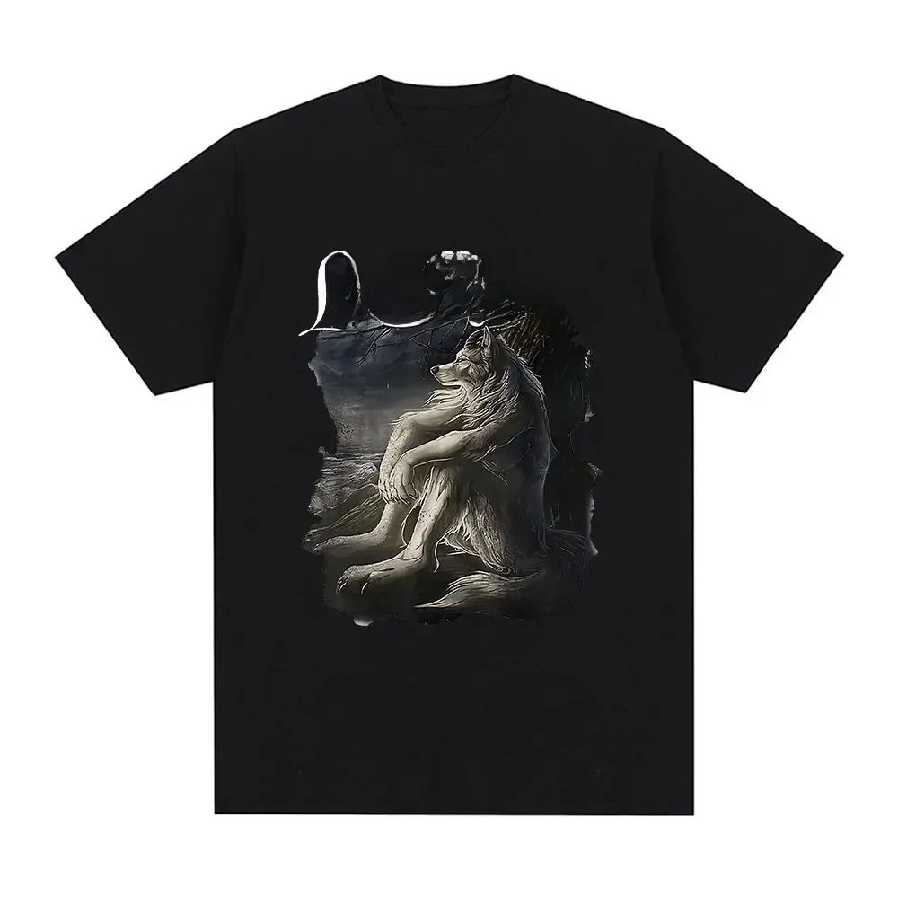 Sitting Wolf Literally Me Funny Meme T-shirt Women's casual short sleeved plus size T-shirt Hip Hop