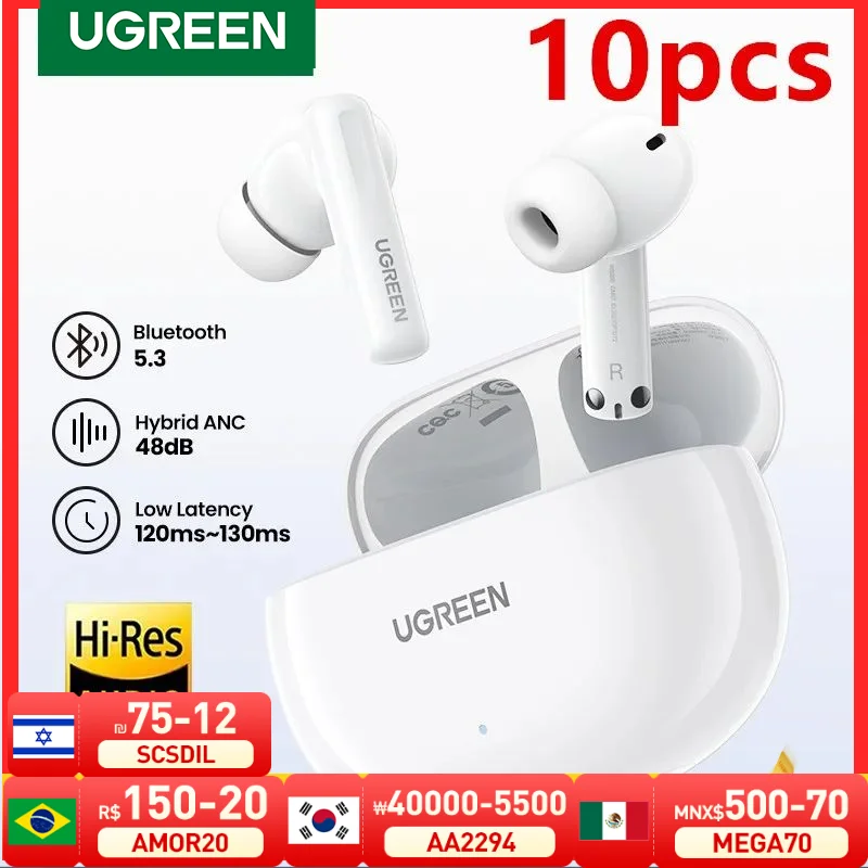 UGREEN HiTune T6 ANC TWS Wireless Earbuds Active Noise Cancellation Hi-Res LDAC Bluetooth 5.3