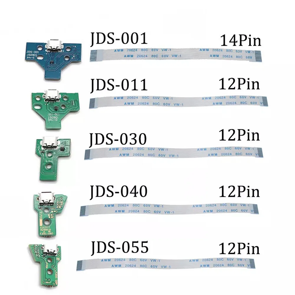 USB Charging Port Socket Circuit Board 12Pin JDS 011 030 040 For PS4 Controller