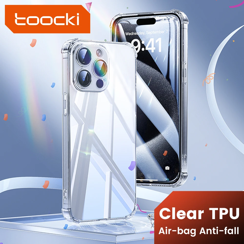 Toocki TPU Material Phone Case For iPhone Shockproof Airbag Anti-Fall Protective Case For iPhone 15