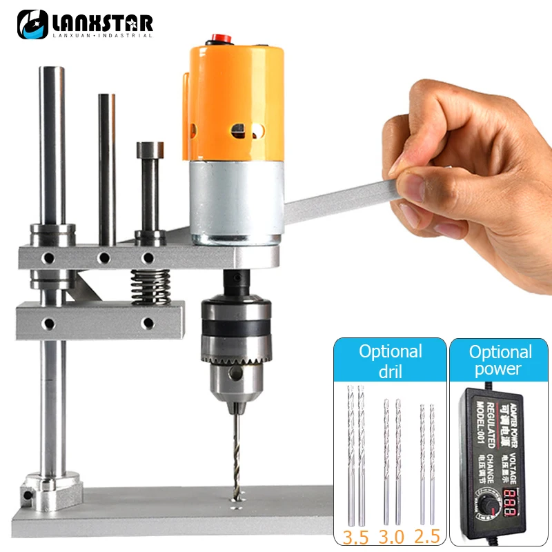Mini Bench Drill with B12 Drill Chuck Portable Desktop Electric Drill Variable Speed Wood Drilling
