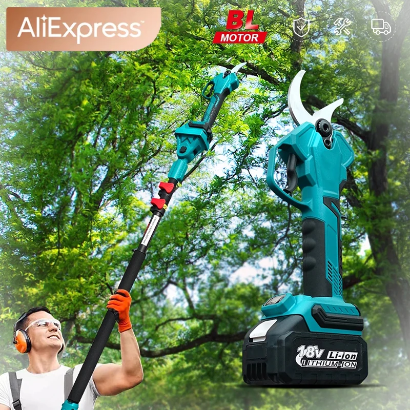 Telescoping Pole Electric Cutter Scissors Cutting Tool Cordless Pruning Shears Battery Machine