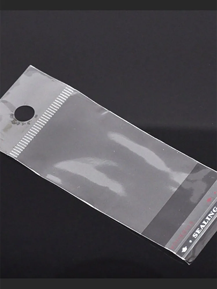 200pcs DoreenBeads Plastic Self-Seal Bags Rectangle Transparent W/ Hang Hole Storage Jewelry (Usable