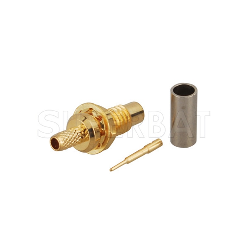 Superbat SMC Crimp Female Bulkhead Straight RF Coaxial Connector for Cable RG174,RG178,RG316,LMR100