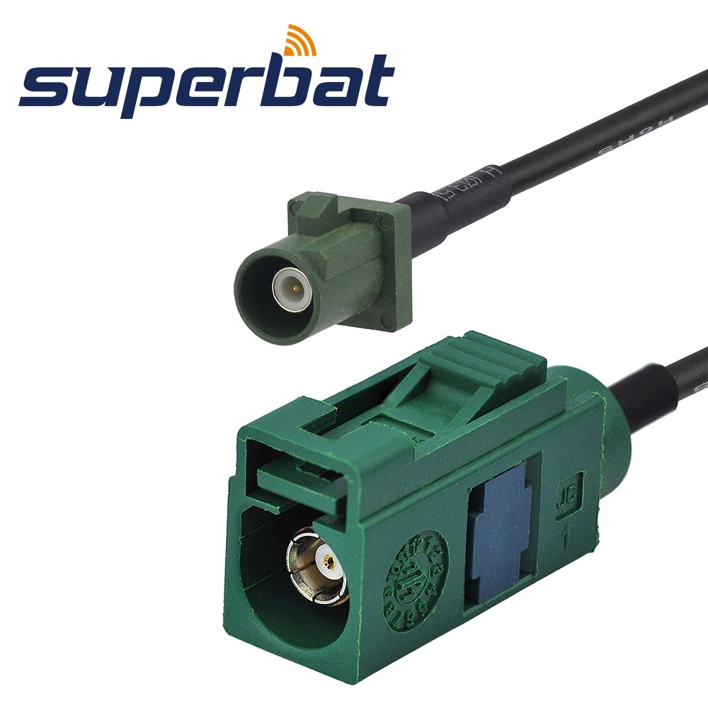 Superbat Fakra Female "E" Straight to Male "E" Straight Pigtail Cable RG174 15cm