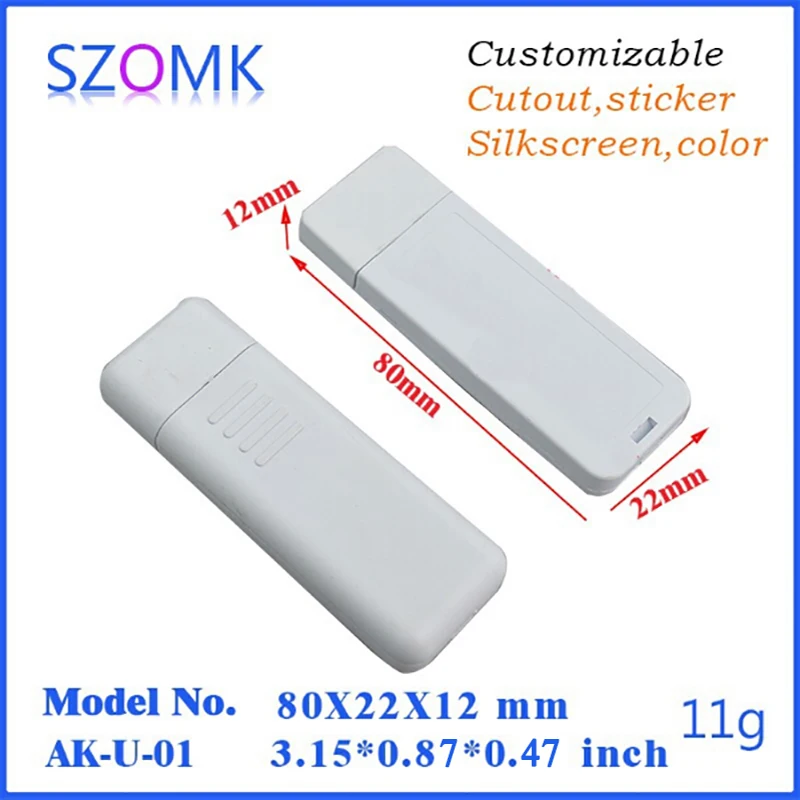 DIY case electronics mini usb outlet enclosure (10Pcs) 80*22*12mm plastic enclosure box for pcb, usb stick outlet enclosure