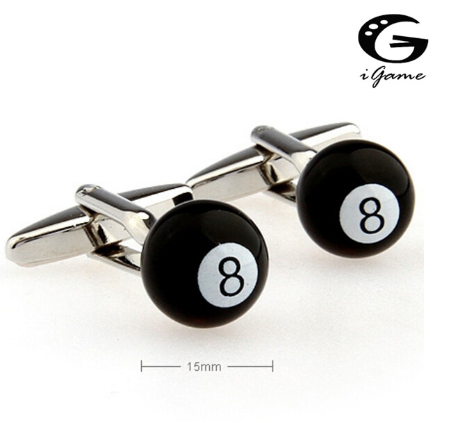 iGame Snooker Cuff Links Hotsale Black Color 8 Quality Brass Material Free Shipping