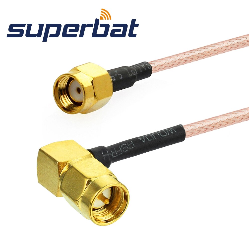 Superbat SMA Plug Right Angle to RP-SMA Male (Female pin) RG316 15cm Cable Assembly RF Coaxial Cable