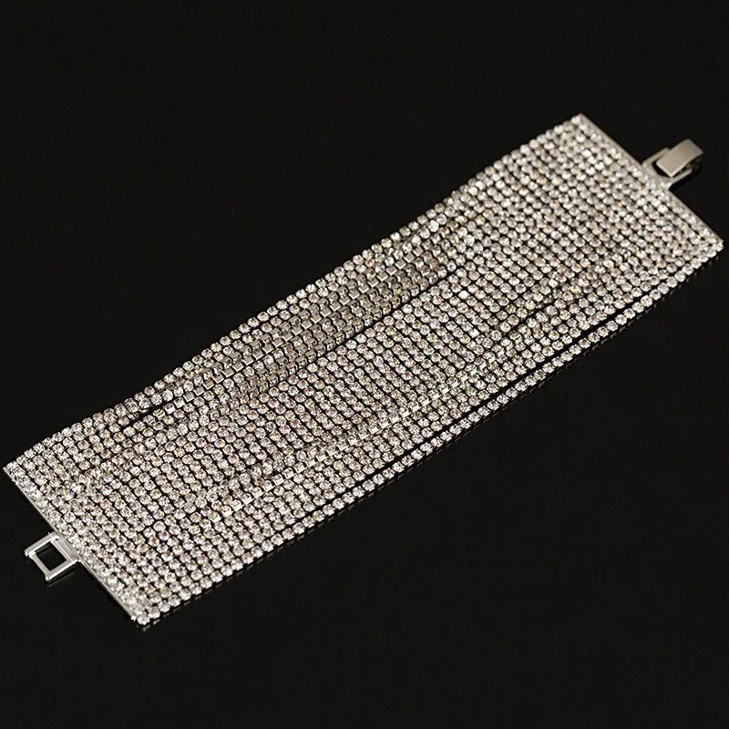 YFJEWE 2018 New Luxury Austrian Crystal Bracelet For Women Silver Plated 22 Row Fashion Charm Bijoux