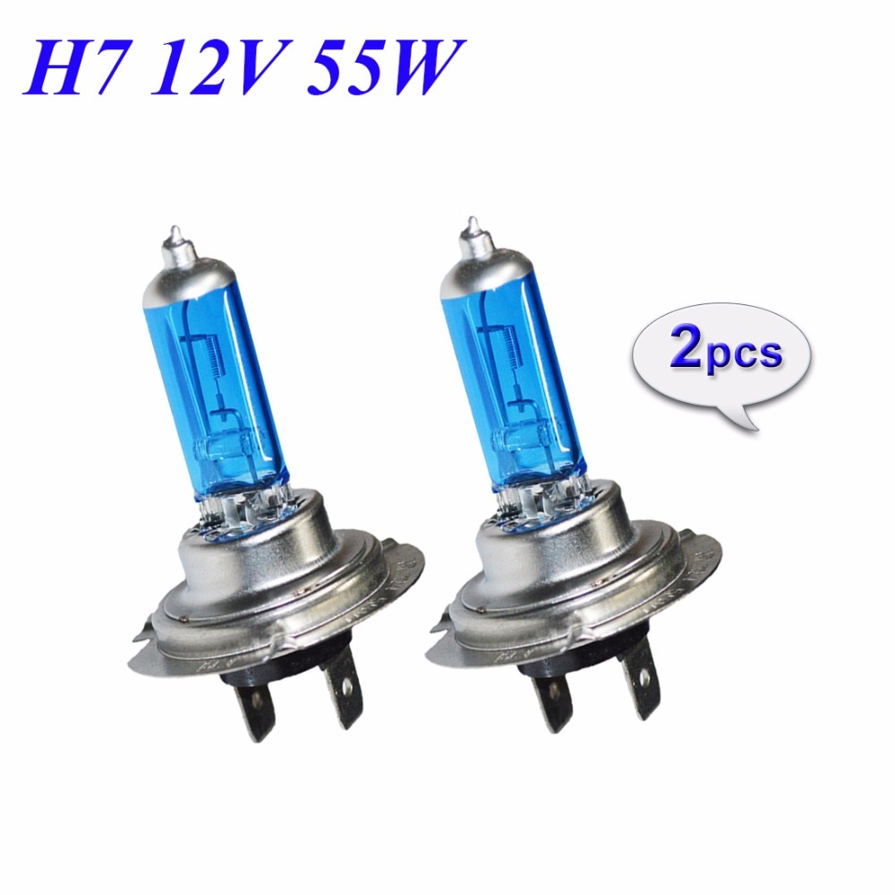 Hippcron 2 Pieces 55W H7 Halogen Bulbs Super White Quartz Glass 12V 5000K Xenon Dark Blue Car HeadLight Bulb Auto Lamp