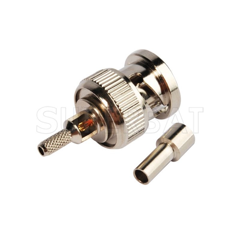 Superbat 10pcs 75 Ohm BNC Male Straight Crimp Attachment RF Coaxial Connector for Cable RG174 RG316 LMR100 RG179 Video Test