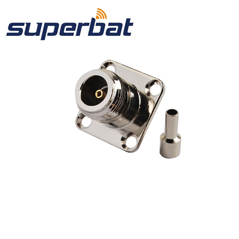 Superbat 10pcs N Crimp Female Panel Mount 4-hole RF Coaxial Connector for Cable RG174,RG188A,RG316,LMR100