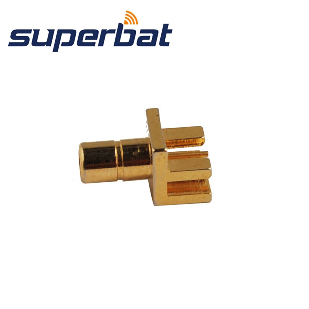 Superbat 10pcs SMB Thru Hole Female PCB Mount 250V Gold-Plated 50 Ohm RF Coaxial Connector