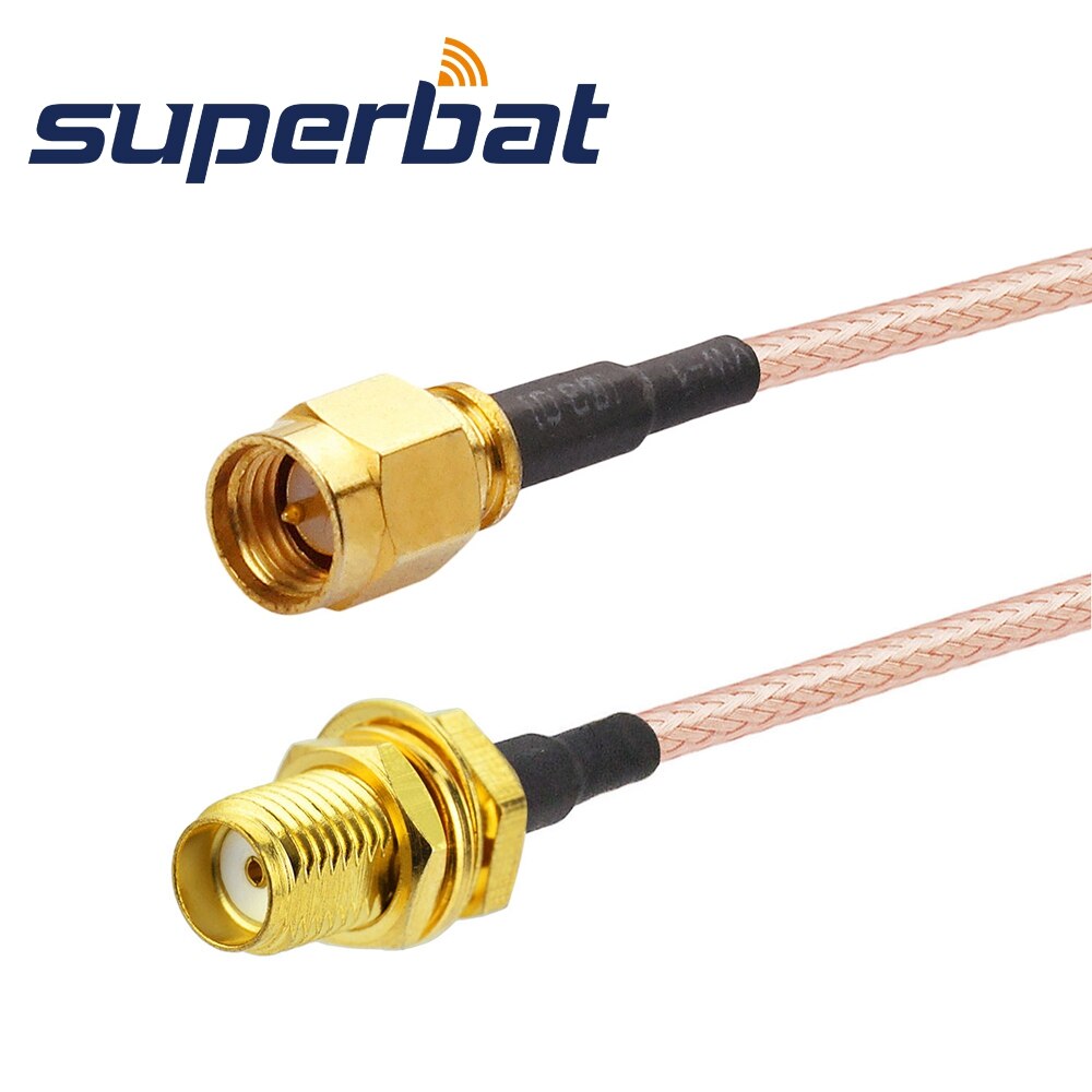 Superbat SMA BulkHead Female to Straight Male Pigtail Cable RG316 30cm Antenna Feeder Cable Assembly