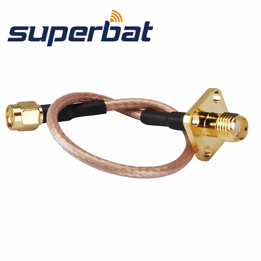 Superbat SMA Female Panel Mount Straight to Male Straight Pigtail Cable RG316 30cm for Wifi Antenna