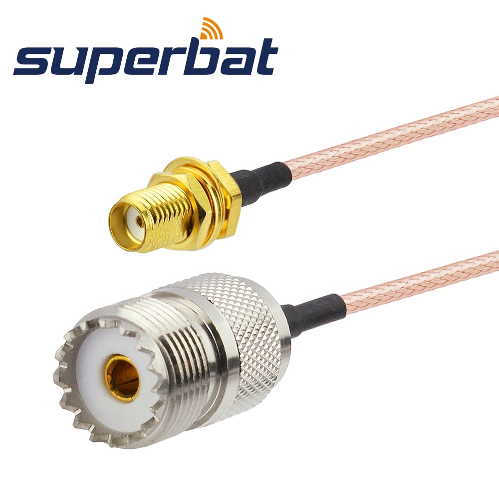 Superbat Pigtail Cable SMA Jack Bulkhead to UHF Straight Female RG316 15cm