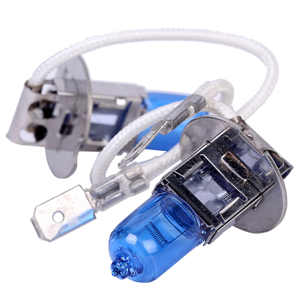 1pair 12V 55W H3 6000K HeadLight Lamp Dark Blue Glass Replacement Car Halogen Light Bulb Super Brighter